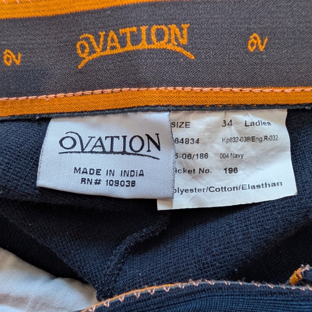 Ovation Ribbed Knee Patch Riding Breeches - Picture 3 of 4